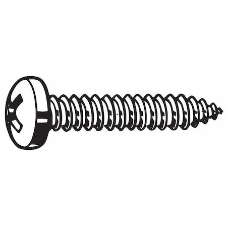 Sheet Metal Screw, #7 x 1-1/2 in, Zinc Plated Steel Pan Head Phillips Drive, 100 PK