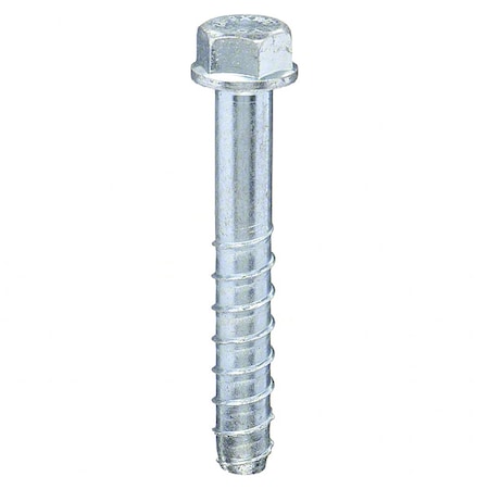 Concrete Screw, 3/8" Dia., Hex, 5 in L, Steel Zinc Plated, 40 PK