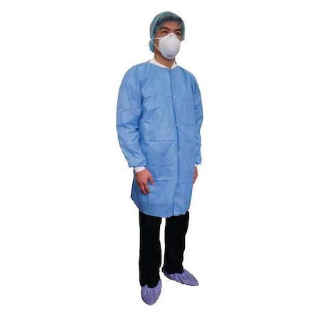 Condor Disposable Lab Coat, SMS, Snaps Closure, Blue, XL