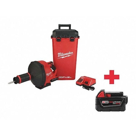 M18 FUEL Drain Snake w/ CABLE DRIVE with 5/16 in Cable + M18 XC5.0 Battery