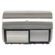 Toilet Paper Dispenser, Coreless, Horizontal Double Roll, Steel, Silver, Compact