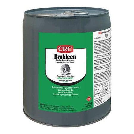 Brake Parts Cleaner, Brakleen, Pail, 5 gal, Solvent, Non-Chlorinated, Flammable, Amber