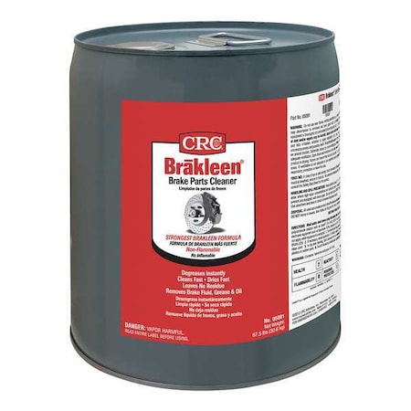 Brake Parts Cleaner, Brakleen, Pail, 5 gal, Solvent, Non-Chlorinated, Flammable, Brown