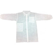 Condor Disposable Lab Coat, Polypropylene, Snaps Closure, White, 3XL, 30 PK
