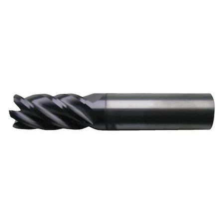 5-Flute Carbide HP CrnRad Single End Mill for Ferrous Matl CTD CEM-V2-5R Bright 3/8x3/8x5/8x2x0.02CR