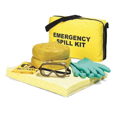 Biohazard Spill Kit, 4 gal Volume Absorbed per Kit, Bag, Yellow