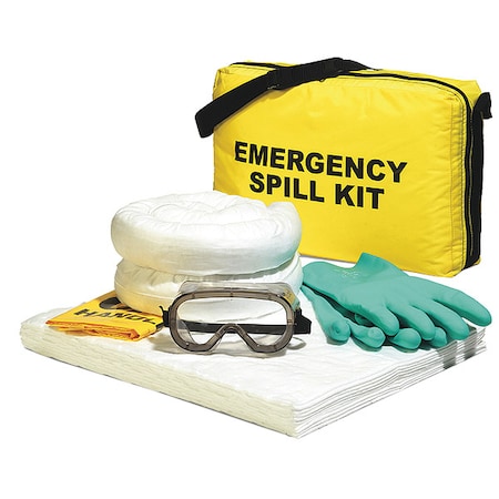 Spill Kit, 4 gal Volume Absorbed per Kit, Bag, Yellow, 20