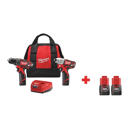 M12 Cordless 2-Tool Combo Kit + M12 Compact Battery 2-Pack