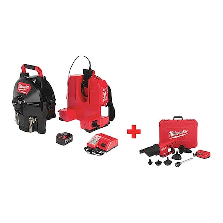 50 ft Cordless Drain Cleaning Machine, 18V