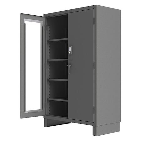 Shelving Storage Cabinet, 78 in H, 48 in W, 24 in D, Swing, Electronic Keypad, Gray, 4 Shelves