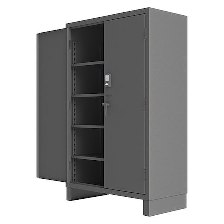 Shelving Storage Cabinet, 78 in H, 60 in W, 24 in D, Swing, Electronic Keypad, Gray, 4 Shelves