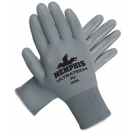 Coated Gloves, Polyurethane, Smooth, Palm, 4 Abrasion Level, Gray, S (7) 1 PR