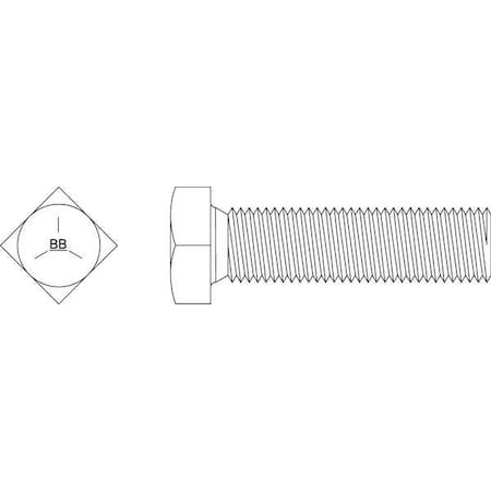 Grade 5, 3/8"-16 Thread Size, Square Head Bolt, Zinc Yellow, Steel, 1 1/2 in L, 50 PK