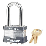 Padlock, Keyed Different, Long Shackle, Rectangular Steel Body, Steel Shackle, 3/4 in W