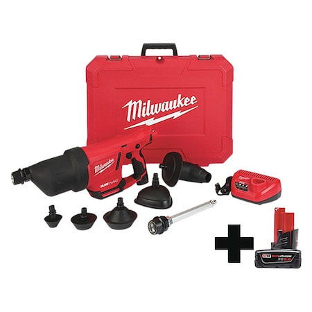 M12 AIRSNAKE Drain Cleaning Air Gun Kit + M12 XC6.0 Battery