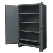 Shelving & Pegboard Storage Cabinet, 78 in H, 48 in W, 24 in D, Swing, Padlock Hasp, Gray, 0 Drawers