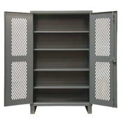 Shelving Storage Cabinet, 78 in H, 48 in W, 24 in D, Swing, Padlock Hasp, Gray, 4 Shelves, 0 Drawers