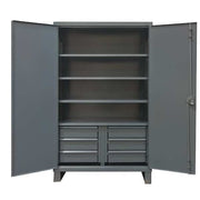 Combo Drawer Storage Cabinet, 78 in H, 48 in W, 24 in D, Swing, Padlock Hasp, Gray, 6 Drawers
