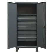 Combo Drawer Storage Cabinet, 78 in H, 36 in W, 24 in D, Swing, Padlock Hasp, Gray, 8 Drawers