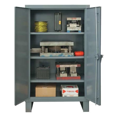 Shelving Storage Cabinet, 66 in H, 72 in W, 24 in D, Swing, Padlock Hasp, Gray, 3 Shelves, 0 Drawers