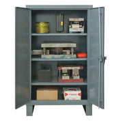 Shelving Storage Cabinet, 66 in H, 60 in W, 24 in D, Swing, Padlock Hasp, Gray, 3 Shelves, 0 Drawers