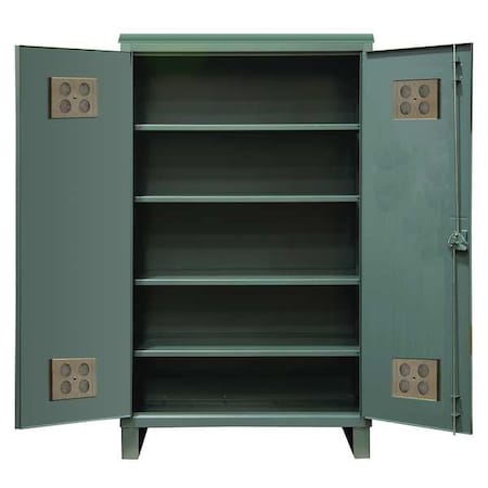 Shelving Storage Cabinet, 78 in H, 60 in W, 24 in D, Swing, Padlock Hasp, Gray, 4 Shelves, 0 Drawers