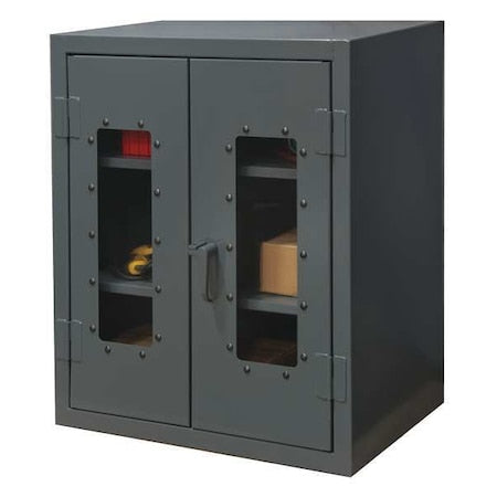Shelving Storage Cabinet, 36 in H, 36 in W, 24 in D, Swing, Padlock Hasp, Gray, 2 Shelves, 0 Drawers