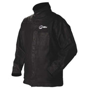 Welding Jacket, Pigskin, 2 oz, 30 in Length, Snaps Closure, 2 Pockets, Black, 2XL