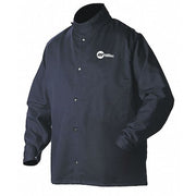 Welding Jacket, Cotton, 9 oz, 30 in Length, Snaps Closure, 1 Pockets, Navy, L