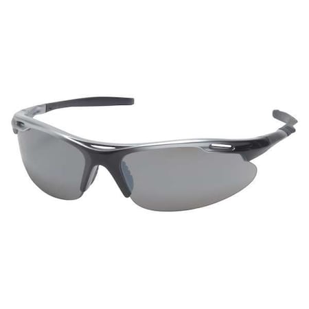 Avante(R), Safety Glasses, Anti-Scratch, Gray Lens, Black/Silver Frame, Half-Frame