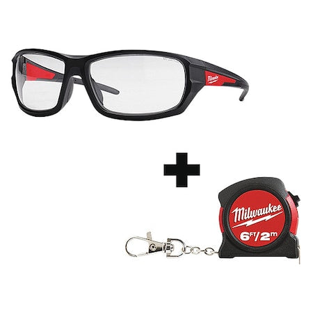 Performance, Safety Glasses, Anti-Fog & Anti-Scratch, Clear Lens, Black Frame, Full-Frame