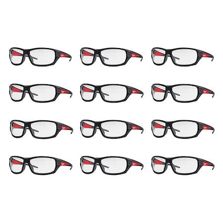 Safety Glasses, Wraparound Clear Polycarbonate Lens, Anti-Fog, Scratch-Resistant, 12PK