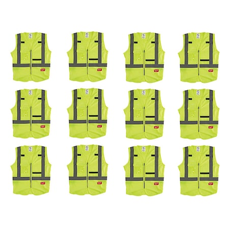 High Visibility Vest,12 pk,S/M