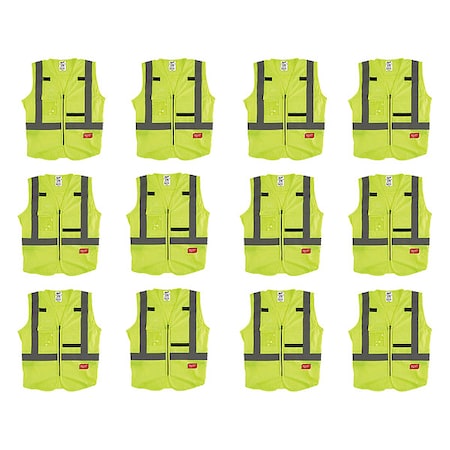 High Visibility Vest,12 pk,L/XL