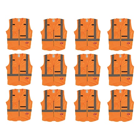 High Visibility Vest,12 pk,3XL/4XL