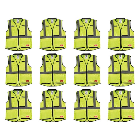 High Visibility Vest,12 pk,L/XL