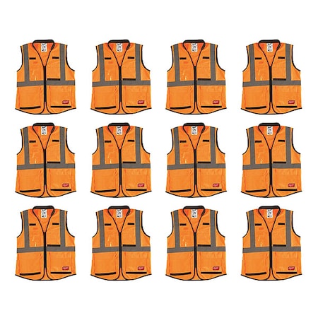 High Visibility Vest,12 pk,L/XL