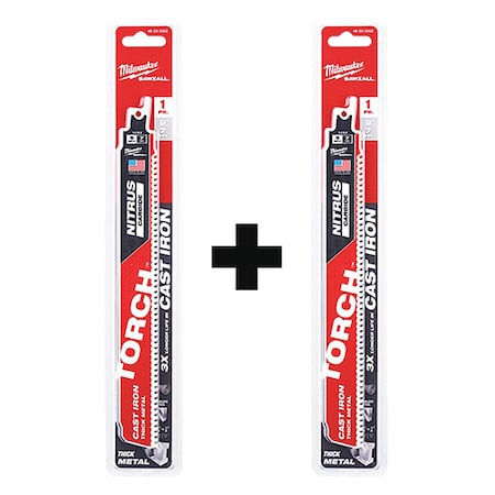 9" 8TPI TORCH w/ NITRUS Carbide for Cast Iron SAWZALL Blade, Combo 2-Pack