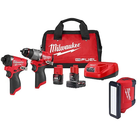 M12 FUEL 2-Tool Combo Kit + M12 ROVER Service and Repair Flood Light w/ USB Charging