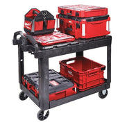 Utility Cart, 500 lb Load Capacity, 2 Shelves, 38 1/2 in L, 24 1/2 in W, Ergonomic Handle