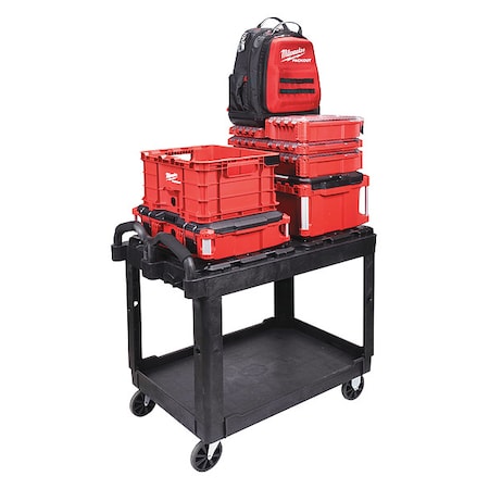 Utility Cart, 500 lb Load Capacity, 2 Shelves, 38 1/2 in L, 24 1/2 in W, Ergonomic Handle