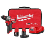 M12 FUEL 1/2" Drill/Driver Kit + SHOCKWAVE Impact Duty RED HELIX Titanium Drill Bit Set - 23PC