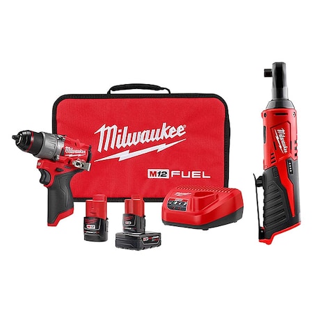 M12 FUEL 1/2" Hammer Drill/Driver Kit + M12 Cordless 3/8" Ratchet