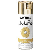 Metallic Spray Paint, Gold, Gloss, Solvent, 11 Oz