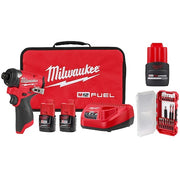 M12 FUEL 1/4" Hex Impact Driver Kit + SHOCKWAVE Impact Driver Bit Set + M12 HIGHOUTPUT CP2.5 Battery