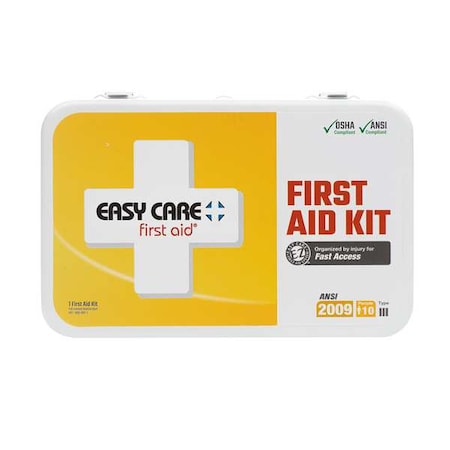 First Aid Kit and Housing, Metal 104 Components, 10 People Served