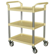 Dual-Handle Utility Cart with Lipped Plastic Shelves, Polypropylene (Shelf)/Aluminum (Leg), 19 in W
