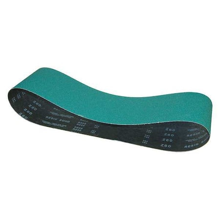 Sanding Belt, 3/8 in W, 18 in L, Coated, Zirconia Alumina, 80 Grit, Medium, Predator, Blue/Green