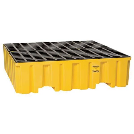 Spill Pallet, 132 gal Spill Capacity, 4 Drums, 8,000 lb Load Capacity, Polyethylene
