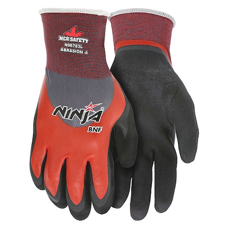 Coated Gloves, Foam Nitrile, Flat Dip, Palm, Not Tested Abrasion Level, Gray, 2XL (11) 1 PR